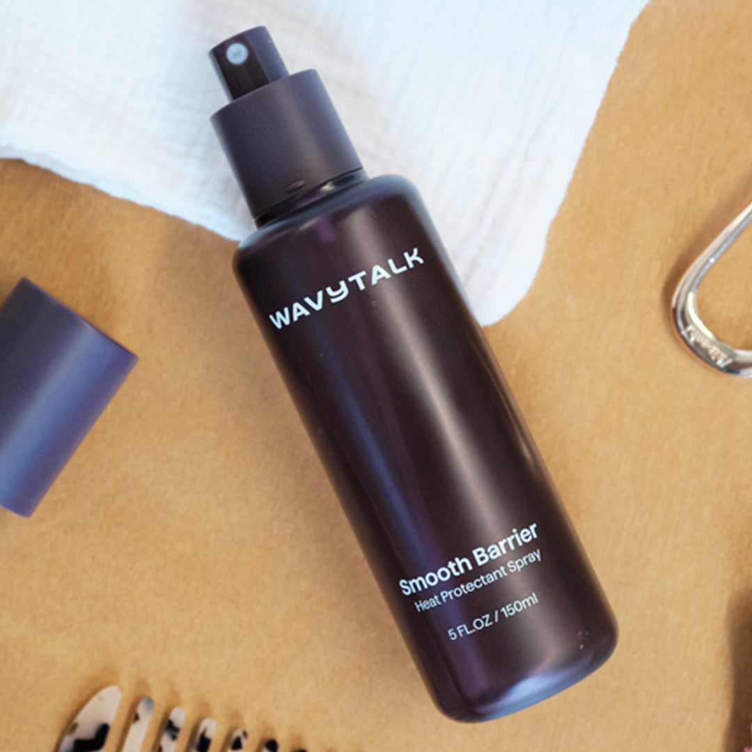 Wavytalk Smooth Barrier spray bottle on a textured surface