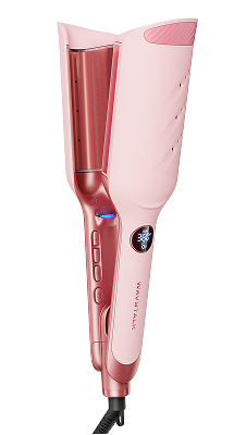 Pink hair straightener on a white background