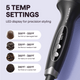 Black Blowout Boost Grande with temperature settings displayed on a light purple background