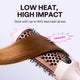 Pink Blowout Boost hair styling tool with text 'Low Heat, High Impact' and 'Obsessed' on a light background