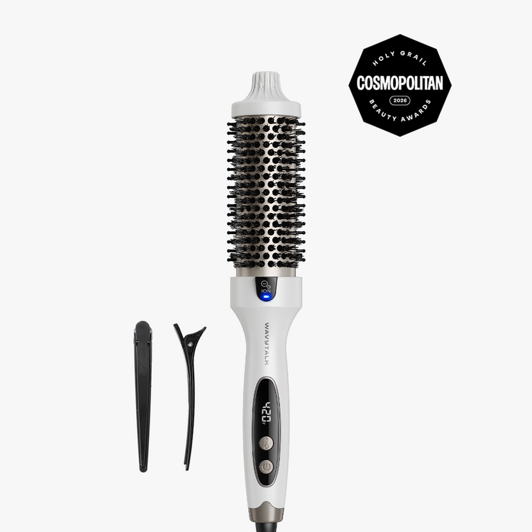 Hair styling tool with attachments on a white background, featuring the Cosmopolitan Beauty Award logo.