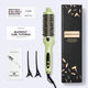 Green Blowout Boost hair tool thermal brush with packaging, user manual, and tutorial card on a white background