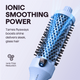 Blue Blowout Boost thermal brush with text highlighting its features on a white background