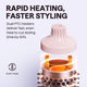 Pink Blowout Boost hair tool with dual PTC heaters and text highlighting rapid heating and faster styling.