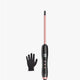 Hair straightener with digital display and a black glove on a white background