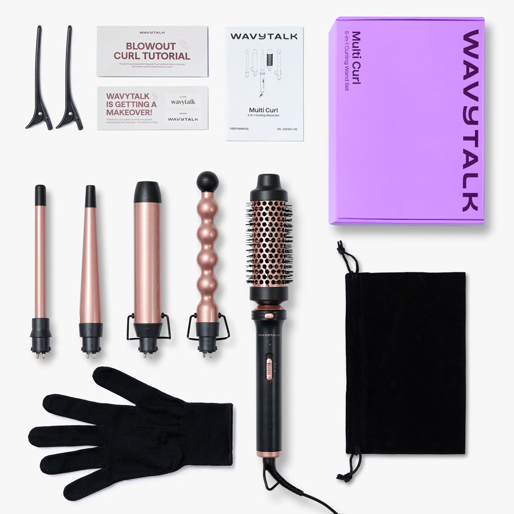 【WAVY　パル】 Wavytalk Multi Curl 5-in-1 Curling Wand Set for More Curl & Wave