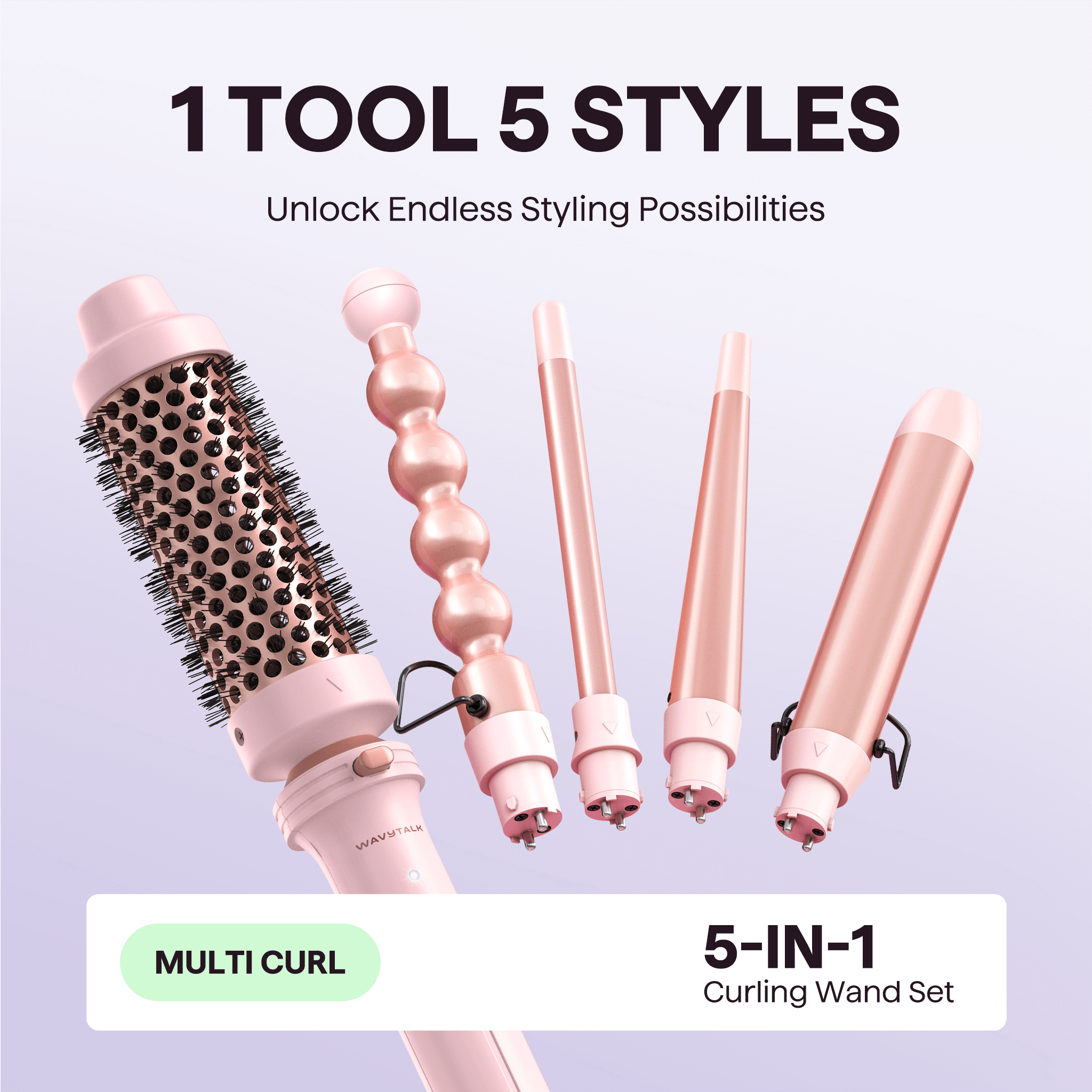 Thermal Brush In Curling Wand Set Multi Curl – Wavytalk