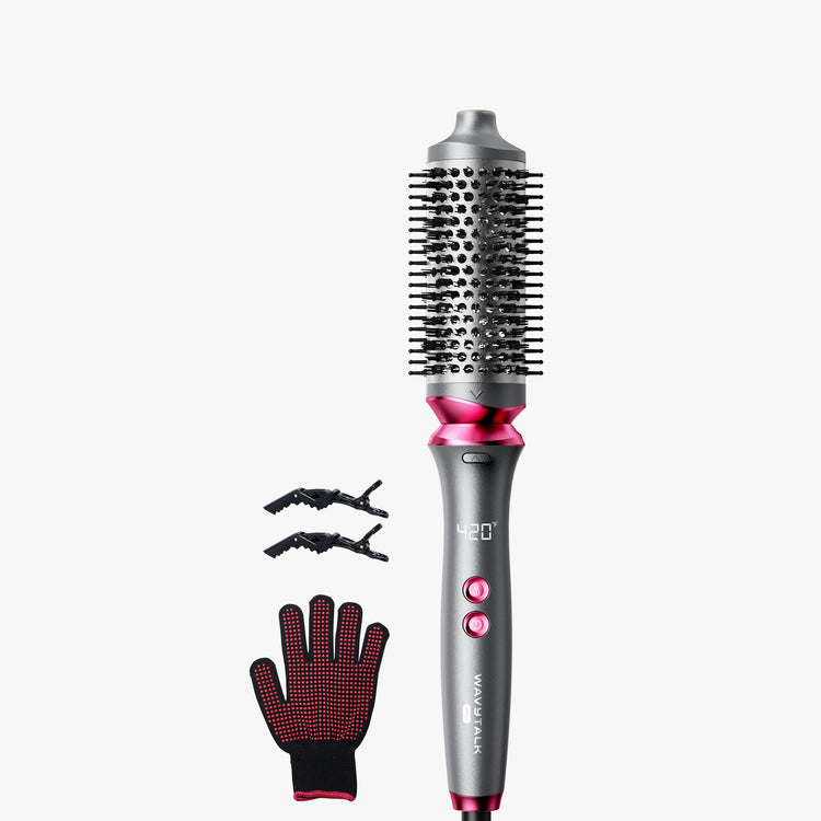 Hair styling tool with attachments on a white background