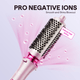 Pink Heatwave Pro with black bristles on a light purple background, featuring text about pro negative ions.