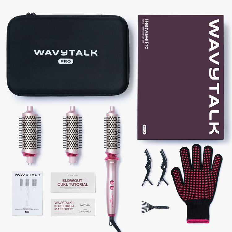WavyTalk pink Heatwave Pro and accessories on a white background