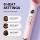 Pink Sleek Sweep hair styling tool featuring a digital display and adjustable temperature settings on a light purple background.
