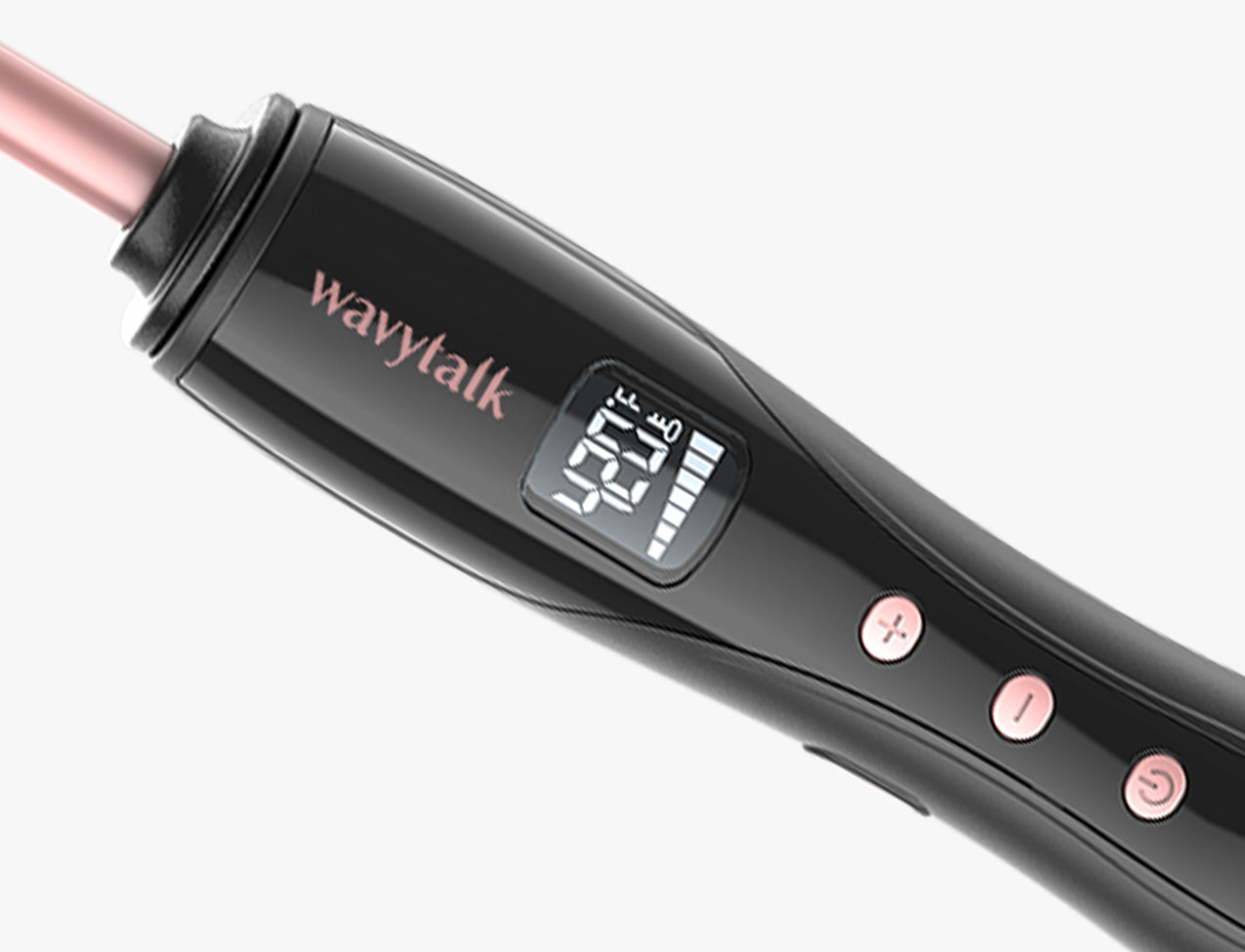 Wavytalk Professional Curling Iron with Digital LCD Display, Temperature Control, and Rose Gold Buttons