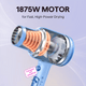Blue Blown Away hair dryer with a powerful 1875W motor for fast styling, featured on a light blue background.
