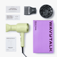 Green Blown Away hair dryer set by Wavytalk, including professional accessories and styling attachments on a white background.