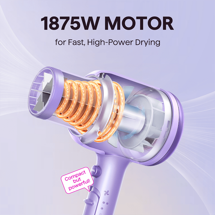 Purple Blown Away with 1875W motor on a light purple background