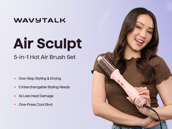 Air Sculpt 5-in-1 Hot Air Brush Set | Wavytalk Blowout & Volume Styler