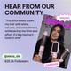 Person holding hair styling tools with text about community feedback on hair product
