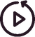 Black play button icon with circular arrow on a white background