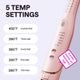 Pink Cool Curl Pencil hair straightener with temperature settings on a light purple background