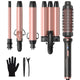 Wavytalk 5 in 1 Curling Wand Set, 0.5-1.25" Barrels& Thermal Brush& Crimper