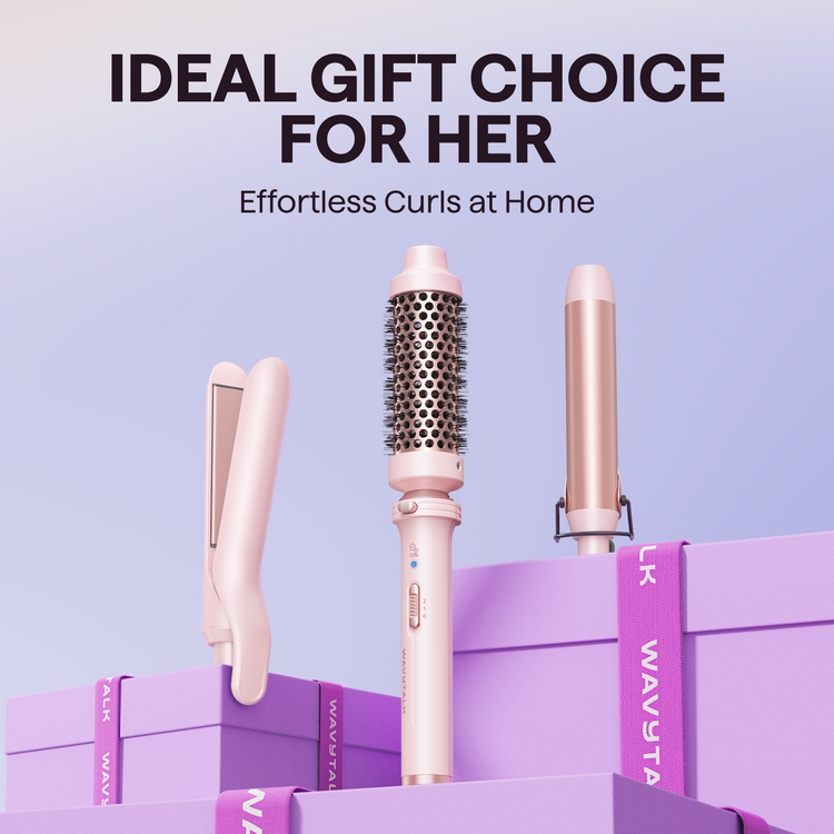 Wavytalk 3 in 1 Curling Wand Set with Heated Round Brush,Versatile Styling