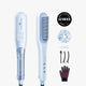 Hair straightening tool with attachments and scrunchie on a white background