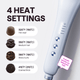 Blue Steamline Pro with heat settings for different hair types on a white background