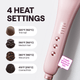 Pink Steamline Pro with heat settings for different hair types on a white background