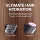 Steamline Pro hair straightening tool featuring advanced steam technology to hydrate hair while styling, presented on a brown hair background.