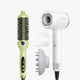 Green Blowout Boost and white Turblow Pro display on a white background