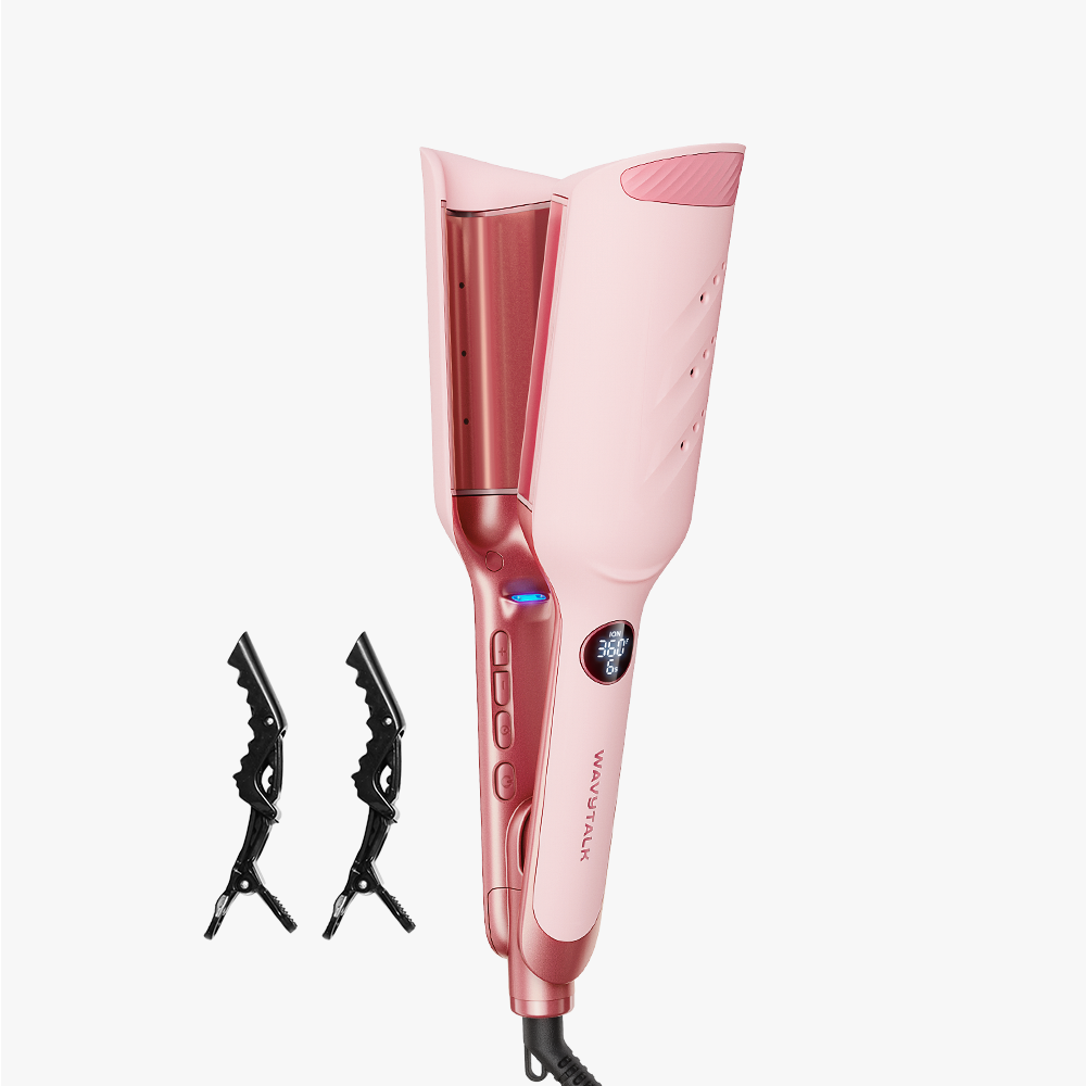 Wavytalk Power Wave dual-barrel hair waver in pink