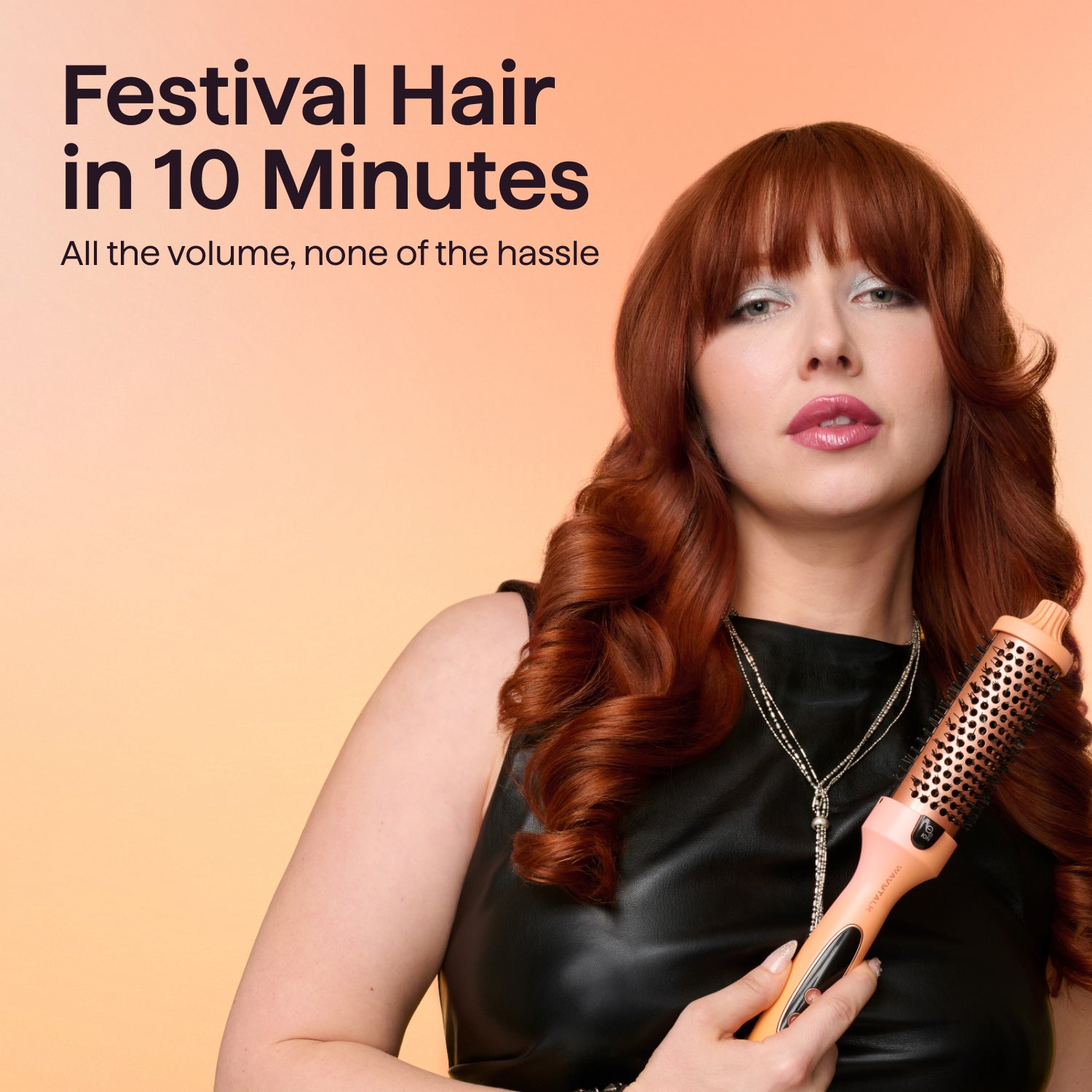 Wavytalk Thermal Brush for quick 10-minute festival hair styling with volume and curls