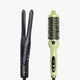 Black Cool Curl Pencil and green Blowout Boost on a white background