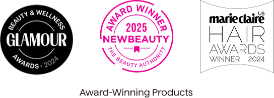 Award badges: Glamour Beauty & Wellness Awards 2024, Into The Gloss Best New Beauty 2024, Marie Claire Hair Awards Winner 2024