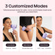 Product advertisement showing a handheld device with three modes for different body parts on a light background.