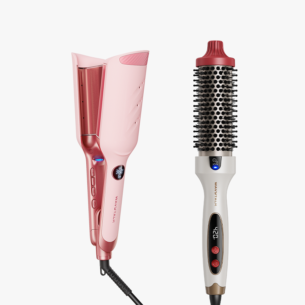 Volume & Wave Duo | Crimping Iron + Blowout Brush for Volume and