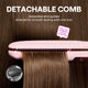 Pink Steam Sesh hair straightener with detachable comb on a wooden background