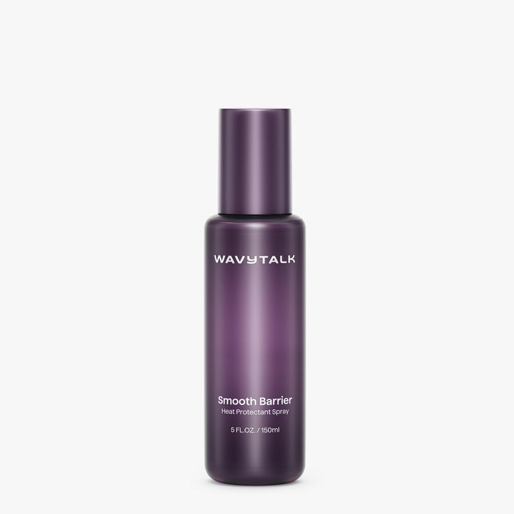 Purple bottle of Wavy Talk Smooth Barrier on a white background