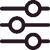 Three black circular sliders on a white background