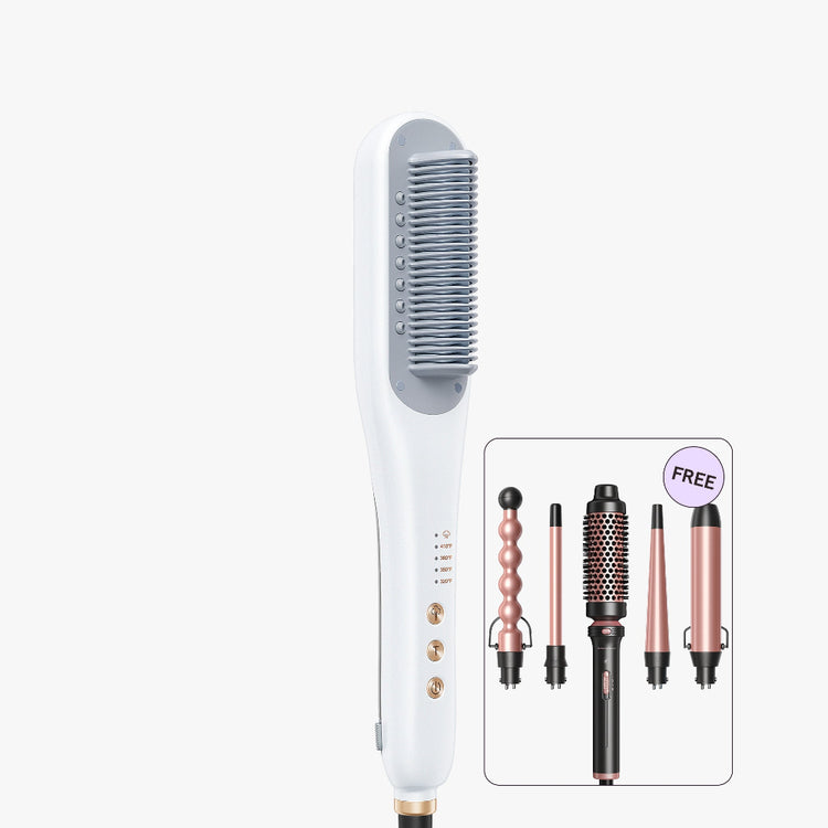 Hair straightener with attachments on a white background