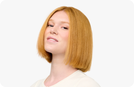 Woman with straight bob hair 