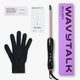 Rose gold  WavyTalk Micro Wave with black glove and packaging on a white background