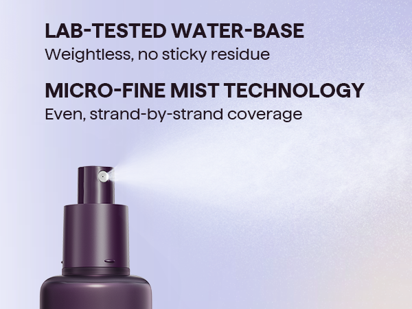Lab-tested water-base formula with micro-fine mist technology - weightless, no residue, even coverage