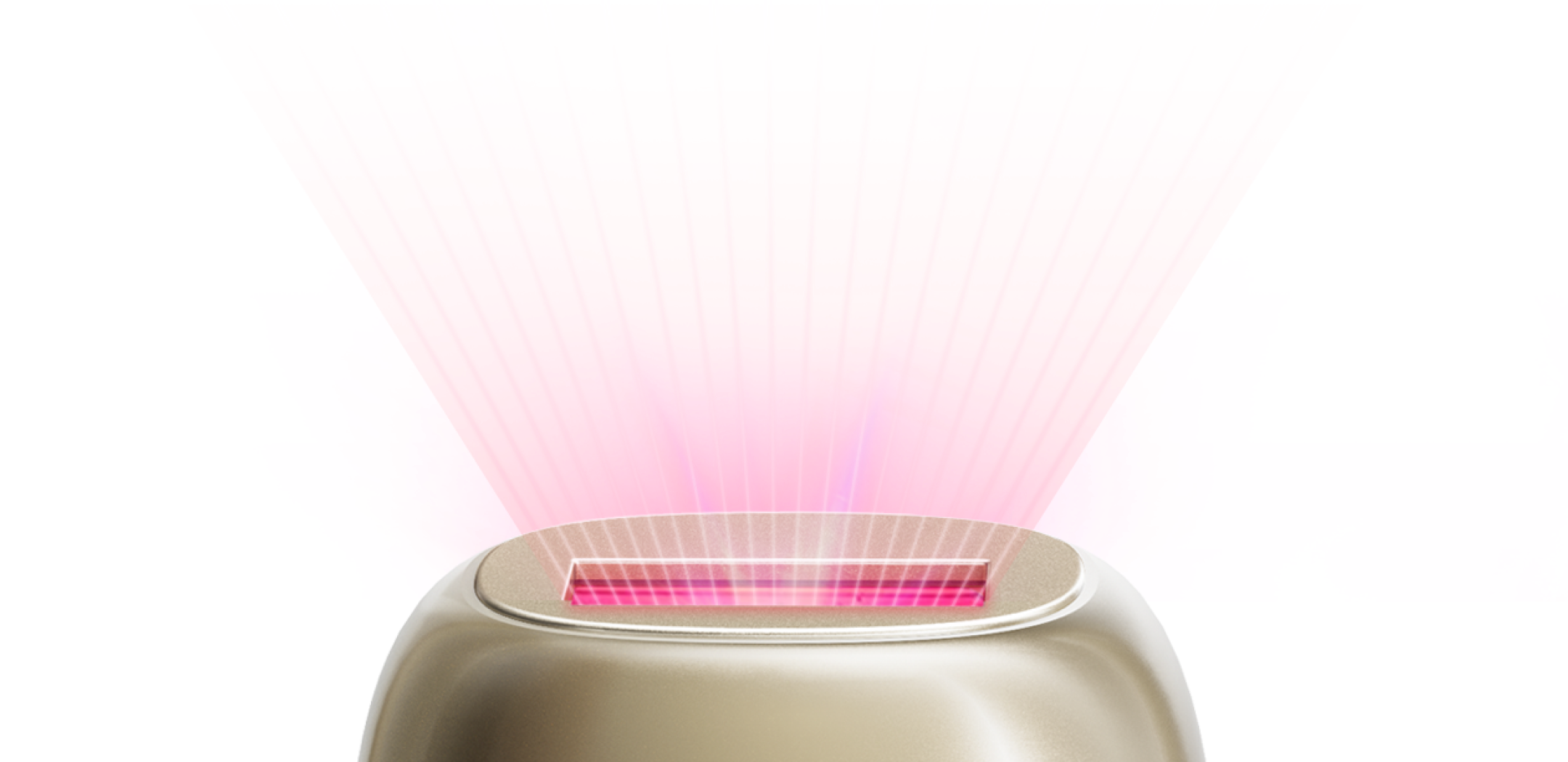 Bare it device with pink light on a white background